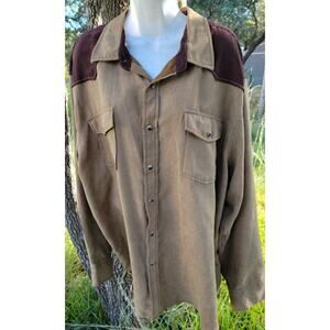 Women's Bit & Bridle for Her Snap Western Faux Suede Shirt Brown Sz. 2 XL
